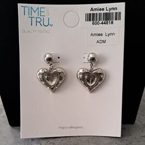 Time and Tru Silver Heart Drop Earrings